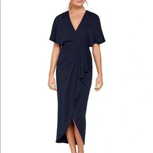 EVER NEW - Jasmine Batwing Wrap Midi Dress in Navy